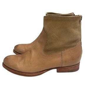 Frye Jamie Zip Bootie Ankle Boot Brown Smooth Vintage Leather Size 7.5 B